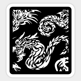 Find a Dragon - Black and White Revere Silhouette Sticker